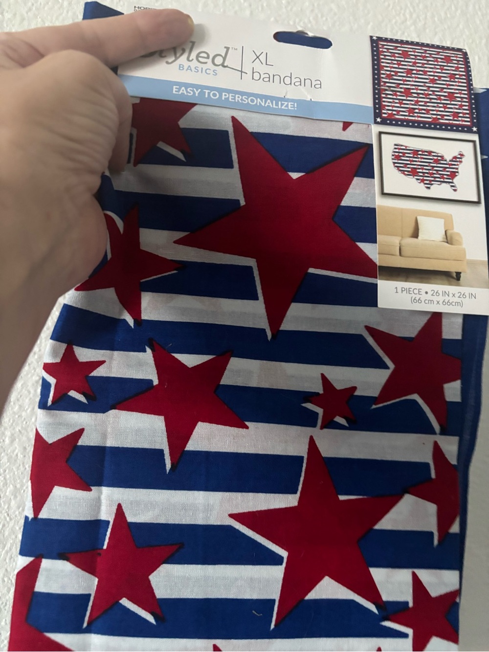 Styled Basics XL Bandana – Red Stars on Blue & White Stripes Final Sale
